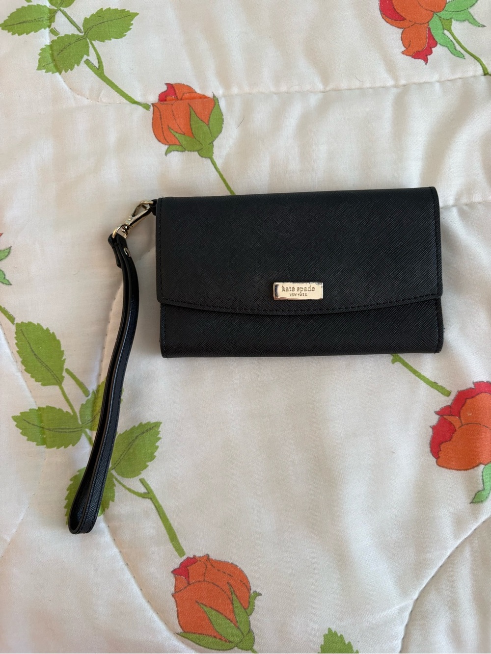 kate spade Black Saffiano Wristlet Clutch